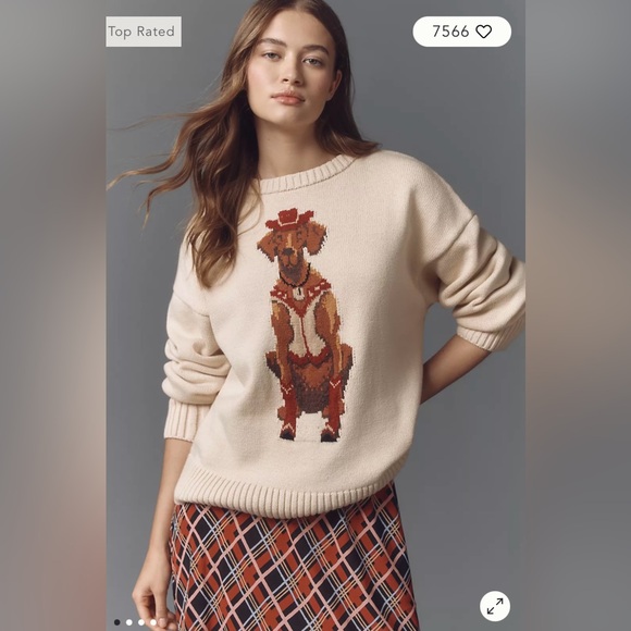 Porridge Sweaters - Porridge/Anthropologie Jolene Pullover Crewneck Western Dog Sweater in Ivory NWT